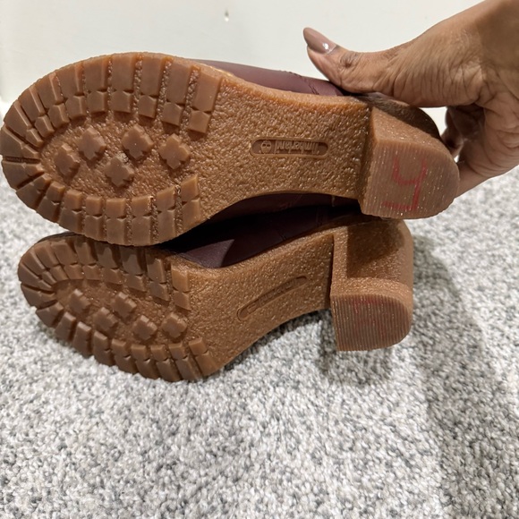 Timberland Tillston Full Grain Burgundy Block Heel Ankle Combat Boots US 7.5 - Picture 5 of 11